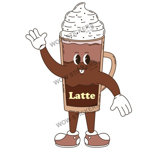 Latte coffee mascot sticker - latte,