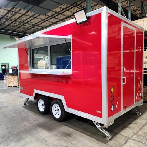 Red mobile food trailer - mobile,
