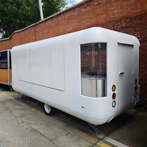 White rounded food trailer - white,